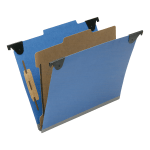 SKILCRAFT 2/5 Tab Cut Letter  Hanging Folder - 1in Folder Capacity - 8 1/2in x 11in - Top Tab Position - 1 Divider(s) - Pressboard, Kraft, Fiber - Royal Blue - 10 / Box