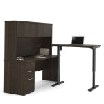 Bestar Embassy Electric 72inW Height-Adjustable Standing Desk And Desk With Hutch Set, Dark Chocolate