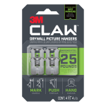 3M CLAW Drywall Picture Hanger 25-lb Capacity, Pack of 4 Hangers, 4 Spot Markers