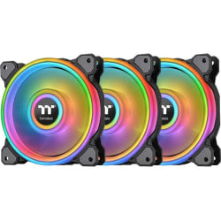 Thermaltake Riing Quad Cooling Fan - 3 Pack - 4.72in Maximum Fan Diameter - 3 x Fan(s) - 306 gal/min Maximum Airflow - 1500 rpm - Hydraulic Bearing - RGB LED - Black - 3 pc(s) - Radiator, Chassis - 4.6 Year Life