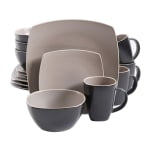 Gibson Soho Lounge 16-Piece Matte Dinnerware Set, Taupe