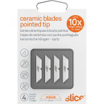 Slice Pointed Tip Ceramic Cutter Blades - 1.30in Length - Pointed Tip, Rust Resistant, Dual-sided, Non-magnetic, Non-conductive, Reversible, Non-sparking - Zirconium Oxide - 4 / Pack - White