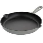 MegaChef Round 10-1/4in Enameled Cast Iron Skillet, Gray