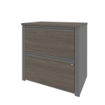 Bestar Prestige + 30-13/16inW x 19-5/8inD Lateral 2-Drawer Locking File Cabinet, Bark Gray/Slate