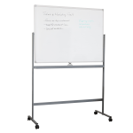 Mind Reader Magnetic Double-Sided Dry-Erase White Board with Base and Wheels, 73-1/2inH x 21inW x 49-1/2inH, White