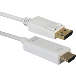 QVS DisplayPort To HDMI 4K Digital A/V White Cable, 3ft