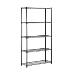 Honey-can-do SHF-01442 5-Tier Industrial Shelving Holds 200-Pounds Per Shelf, 72-Inch, Black - 5 Tier(s) - 72in Height x 14in Width36in Length - Floor - Durable, Adjustable Shelf, Rust Resistant - Black - Steel