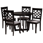 Baxton Studio Tricia Dining Set, 29-15/16inH x 35-7/16inW x 35-7/16inD, Gray/Dark Brown