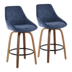 LumiSource Fuji Stacker Counter Stools, Blue Seat/Gold Frame, Set Of 2 Stools