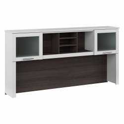 Bestar Prestige + 72inW Hutch For Desk Shell, White Chocolate/Antigua