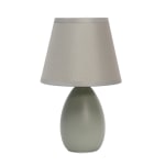 Simple Designs Mini Egg Oval Ceramic Table Lamp, 9-7/16inH, Gray Shade/Gray Base