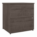 Bestar Logan 27-15/16inW x 23-5/8inD Lateral 2-Drawer File Cabinet, Medium Gray Maple