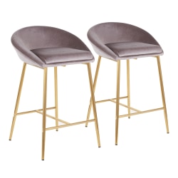 LumiSource Diana Corduroy Counter Stools, Walnut/Blue, Set Of 2 Stools