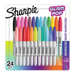 Sharpie Glam Pop Permanent Markers, Fine Point, Assorted, Pack Of 24 Markers