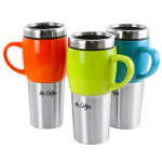 Mr. Coffee Traverse 3-Piece Travel Mug Set, 16 Oz, Orange/Turquoise/Green