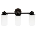 Lalia Home Essentix 3-Light Wall Mounted Vanity Light Fixture, 6-1/2inW, Opaque White/Oil Rubbed Bronze