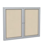 Ghent 2 Door Enclosed Fabric Bulletin Board, Satin Aluminum Frame, 36inH x 60inW, Beige