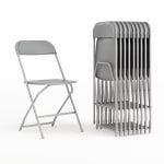 Flash Furniture HERCULES Series Premium Plastic Folding Chairs, Gray, Set Of 10 Chairs