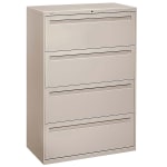 HON Brigade 700 36inW x 18inD Lateral 4-Drawer File Cabinet, Putty