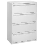 HON Brigade 700 36inW x 18inD Lateral 4-Drawer File Cabinet, Light Gray