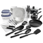 Gibson All U Need 45-Piece Dinnerware Cookware Combo Set, White