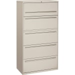 HON Brigade 700 36inW x 18inD Lateral 5-Drawer File Cabinet, Light Gray