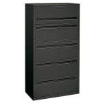 HON Brigade 700 36inW x 18inD Lateral 5-Drawer File Cabinet, Charcoal