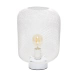 Simple Designs Metal Mesh Industrial Table Lamp, 12-3/16inH, White