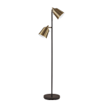 Adesso Malcolm Floor Lamp, 57-1/2inH, Antique Brass Shade/Matte Black