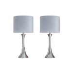 LumiSource Lenuxe Contemporary Table Lamps, 24-1/4inH, Gray & Silver Shade/Polished Nickel Base, Set Of 2 Lamps