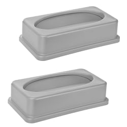 Alpine Slim Swinging Trash Can Lids, 20in x 12in, Gray, Pack Of 2 Lids