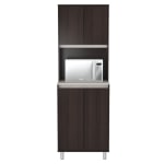 Inval 4-Door Coffee Station Cabinet, 70-7/8inH x 23-5/8inW x 19-3/4inD, Espresso/Ambar Gray