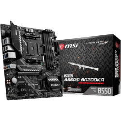 MSI MAG B550M BAZOOKA Desktop Motherboard - AMD B550 Chipset - Socket AM4 - Micro ATX - 128 GB DDR4 SDRAM Maximum RAM - DIMM, UDIMM - 4 x Memory Slots - Gigabit Ethernet - HDMI - DisplayPort - 4 x SATA Interfaces