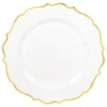 Amscan Ornate Premium Plastic Plates With Trim, 7-3/4in, White/Gold, Pack Of 20 Plates