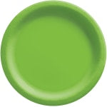 Amscan Round Paper Plates, Kiwi Green, 6-3/4in, 50 Plates Per Pack, Case Of 4 Packs