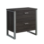 Sauder Rock Glen 30inW x 18inD Lateral 2-Drawer Locking File Cabinet, Blade Walnut/Silver