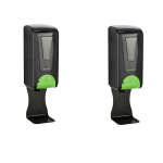 Alpine Industries 1200 mL Wall Mount Automatic Foam Hand Sanitizer Dispensers With Drip Trays, Black, Pack Of 2 Dispensers