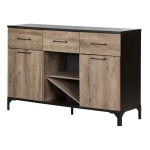 South Shore Valet Buffet 57inW With Wine Storage, Weathered Oak/Ebony