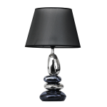 Elegant Designs Metallic Stacked Stone Ceramic Table Lamp, 21 1/2inH, Black Shade/Blue Base