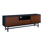 SEI Furniture Blynn Media Console For 61inW Flat-Screen TVs, 22inH x 63inW x 15inD, Black/Whiskey Maple