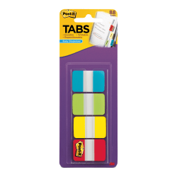 Post-it Tabs With On-The-Go Dispenser, 1in, Assorted Colors (686-ALYR1IN), Pack Of 88 Tabs; Aqua,Lime,Yellow,Red