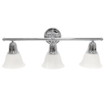 Lalia Home Essentix 3-Light Wall Mounted Vanity Light Fixture, 26-1/2inW, Alabaster White/Chrome