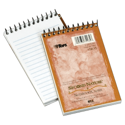 TOPS Second Nature Top-Bound Memo Book, 3in x 5in, 1 Subject, Narrow Rule, 50 Sheets White