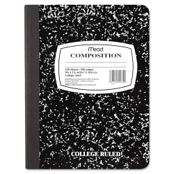 Mead Composition Book, 7-1/2in x 9-3/4in, 100 Sheets, Black Marble