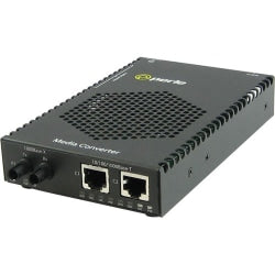 Perle S-1110DP-S2ST40 Media Converter - 2x PoE (RJ-45) Ports - 1 x ST Ports - 1000Base-EX, 10/100/1000Base-T - 24.85 Mile - Rail-mountable, Rack-mountable, Wall Mountable