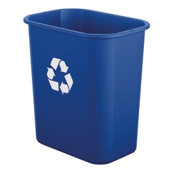 Suncast Commercial Desk-Side Resin Trash Cans With Recycle Label, 3 Gallons, Blue, Set Of 12 Cans