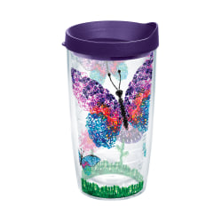 Tervis American Cancer Society Butterflies Tumbler With Lid, 16 Oz, Clear