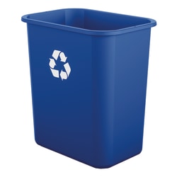 Suncast Commercial Desk-Side Rectangular Resin Recycling Bins, 7 Gallons, Blue, Pack Of 12 Bins