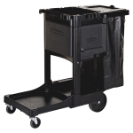 Rubbermaid Executive Janitorial Cart, 22 1/2in x 11 3/4in x 34 1/2in, Black