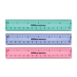 Office Depot Brand Plastic Ruler, 6in, Assorted Colors (No Color Choice)